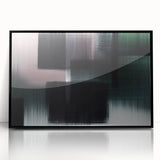 Framed acrylic wall art featuring abstract strokes and lines in a modern design, showcased in a sleek black frame, ideal for contemporary home decor.