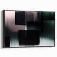 Framed canvas wall art featuring an abstract design with colorful strokes and lines, showcasing a modern aesthetic. View highlights the sleek black frame.