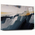 Abstract wall art featuring vibrant strokes and lines in a dynamic composition. The acrylic glass adds depth, enhancing the modern decor aesthetic. Ideal for contemporary spaces.