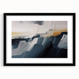 Abstract wall art featuring dynamic strokes and lines in a black frame with a mat, ideal for modern home decor. Perfect for living rooms or offices, enhancing artistic ambiance.