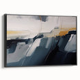 Framed canvas artwork showcasing an abstract design of colorful strokes and lines, featuring a sleek black frame, perfect for modern home decor.