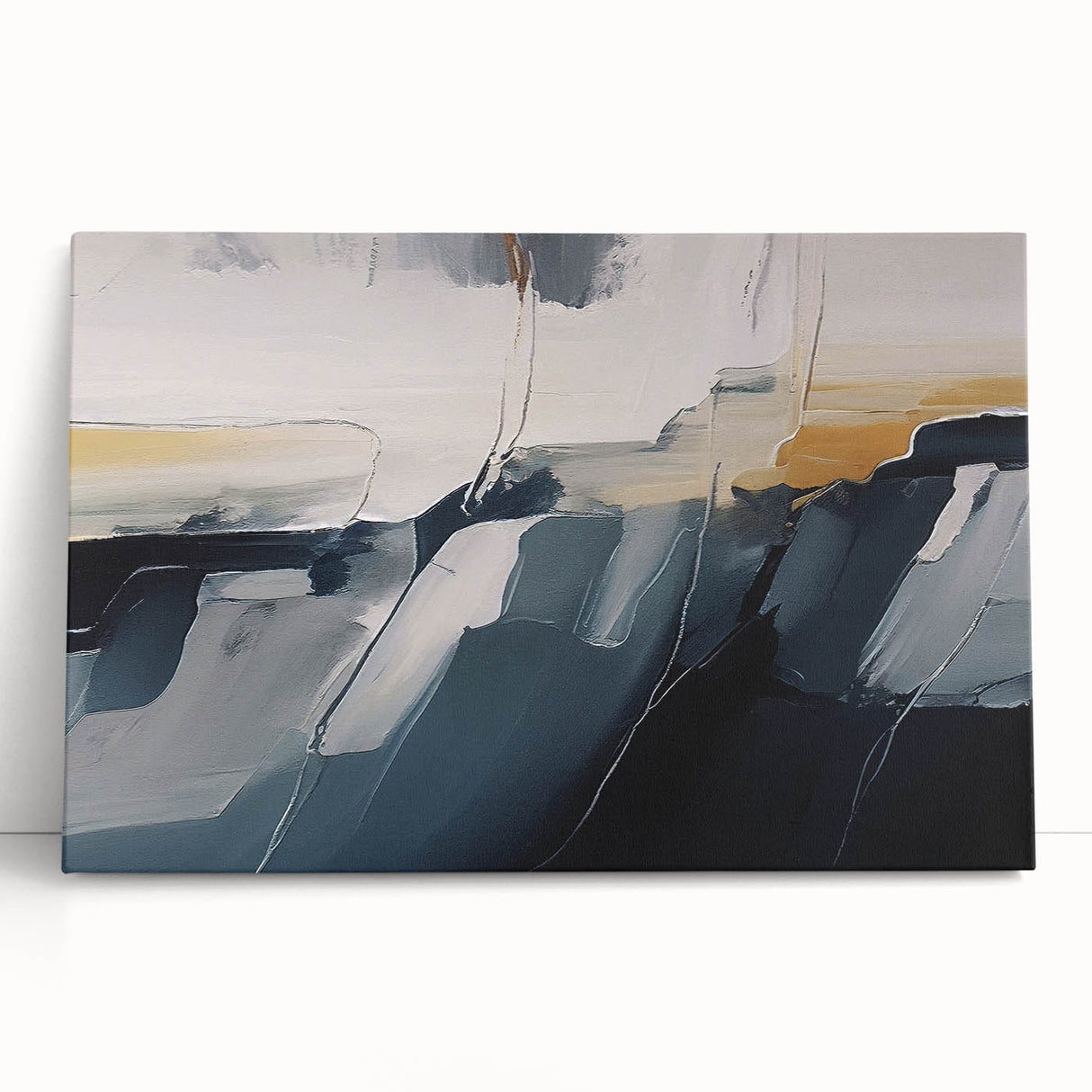 Abstract wall art showcasing vibrant strokes and lines in a modern design, printed on stretched canvas, ideal for contemporary home decor.