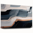 Abstract strokes and lines design wall art featuring vibrant colors and dynamic shapes, presented in a sleek acrylic glass frame with stylish pins for easy display.