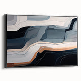 Framed canvas wall art showcasing an abstract design of colorful strokes and lines, presented in a sleek black frame, perfect for modern decor and artistic expression.