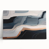 Abstract canvas wall art showcasing vibrant strokes and lines in shades of blue, orange, and gold, perfect for modern interior decor and artistic expression. Ideal for adding a pop of color and style to living spaces or offices.