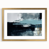 Abstract wall art featuring a dynamic design of colorful strokes and lines, framed in gold with a mat, perfect for modern decor. Ideal for enhancing living spaces.