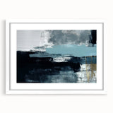 Abstract wall art featuring dynamic strokes and lines in a minimalist style, framed with a white mat for a modern touch, perfect for contemporary decor.
