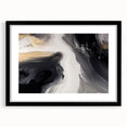 Abstract wall art featuring strokes and lines in a modern design, framed with a black mat, showcasing a stylish and contemporary aesthetic for home decor.