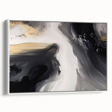 Framed wall art featuring an abstract design with colorful strokes and lines on a white background, showcasing a modern aesthetic perfect for contemporary decor.