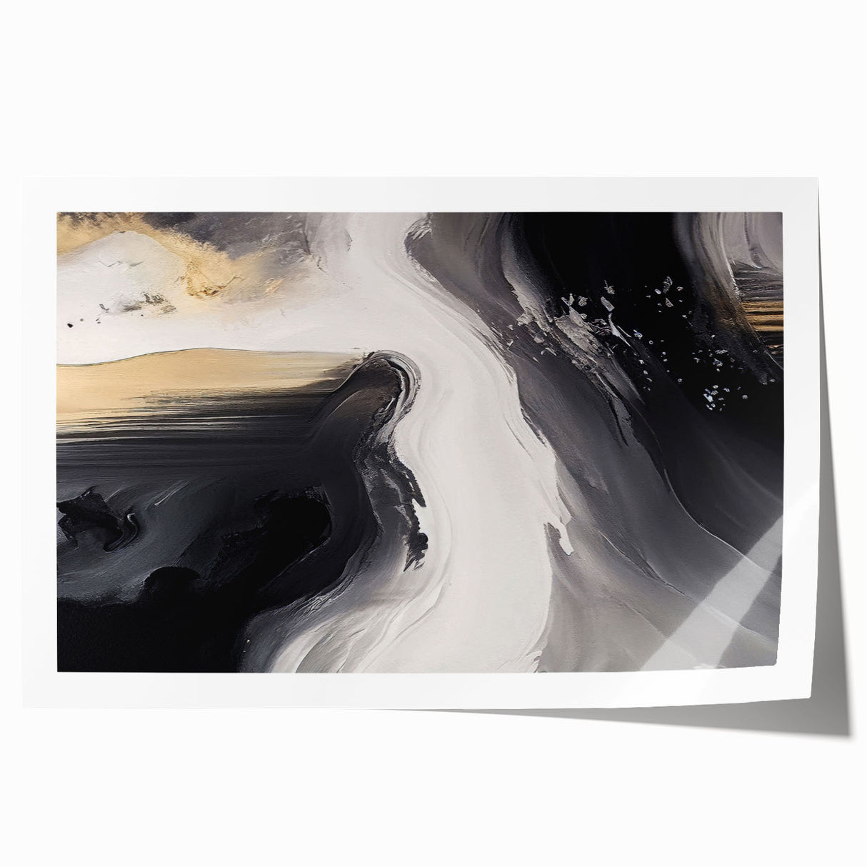 Abstract wall art print showcasing vibrant strokes and lines in shades of blue, pink, and gold, perfect for modern home decor, enhancing any living space with artistic flair.