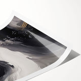 Colorful abstract strokes and lines design on a rolled canvas print, ideal for modern home decor, featuring vibrant hues of blue, pink, and yellow.