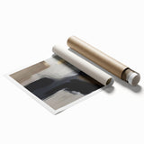 Abstract wall art print featuring vibrant strokes and lines in shades of blue, orange, and gold, showcasing a modern design ideal for home decor. Perfect for adding a contemporary touch to living spaces.