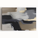Abstract strokes and lines in vibrant colors create a modern wall art design on stretched canvas, perfect for contemporary home decor.