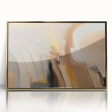 Framed wall art featuring an abstract design of colorful strokes and lines in gold, ideal for modern decor, enhancing any living space with elegance and style.
