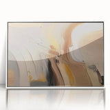 Framed acrylic wall art featuring an abstract design of colorful strokes and lines, with a white frame, perfect for modern decor. Ideal for enhancing living spaces.