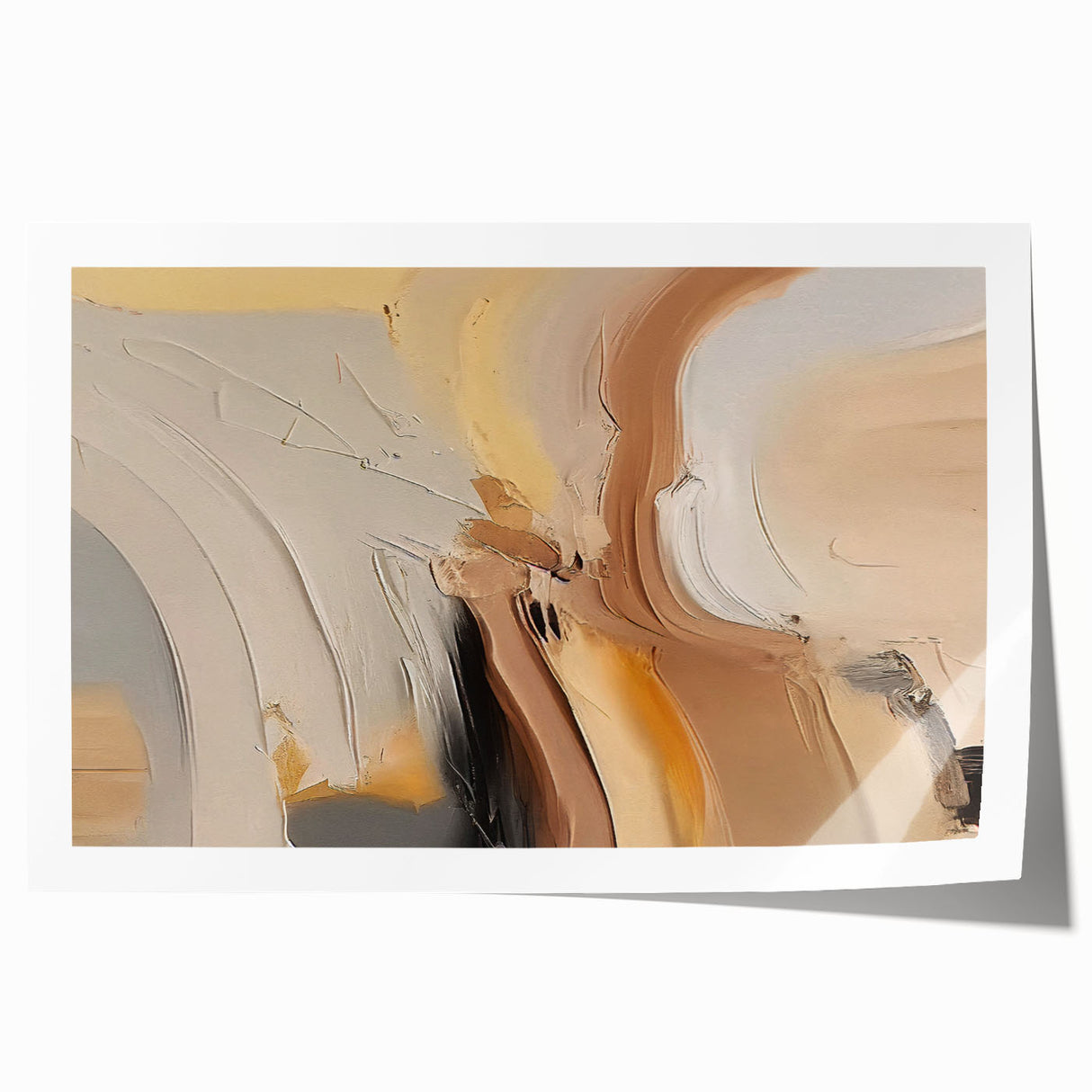 Abstract wall art print showcasing an intricate design of colorful strokes and lines, perfect for modern decor, rolled and ready for framing.