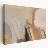 Stretched canvas wall art featuring an abstract design of colorful strokes and lines, showcasing vibrant hues of blue, orange, and yellow, perfect for modern decor.