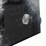 Close-up of an abstract strokes and lines design on acrylic glass wall art, showcasing vibrant colors and intricate details, perfect for modern decor.