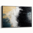Framed canvas wall art showcasing an abstract design of colorful strokes and lines, presented in a sleek black frame, ideal for modern home decor.