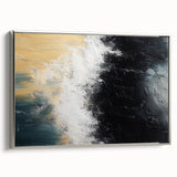 Framed canvas wall art featuring an abstract design of strokes and lines in silver tones, showcasing modern decor elements suitable for contemporary interiors.