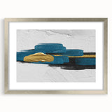 Abstract wall art featuring dynamic strokes and lines in a silver frame with a mat, designed to enhance modern interior decor, capturing a contemporary aesthetic.