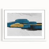 Abstract strokes and lines design framed art piece in white mat, showcasing a modern aesthetic suitable for contemporary home decor, enhancing interior spaces.