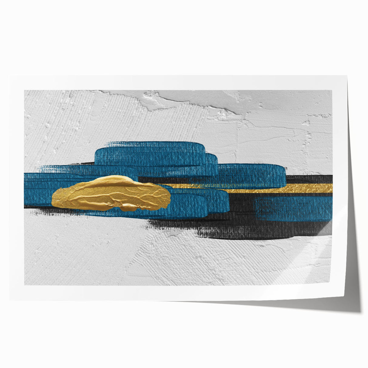 Abstract wall art print featuring dynamic strokes and lines in vibrant colors, ideal for modern decor. Packaged as a rolled print for easy framing and display.