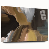 Acrylic glass wall art showcasing an abstract design of colorful strokes and lines, displayed from a side view highlighting its sleek finish and modern aesthetic. Ideal for contemporary decor.