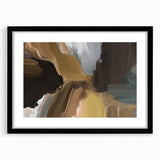 Abstract wall art featuring a dynamic design of colorful strokes and lines, elegantly framed with a black mat, perfect for modern home decor.