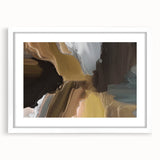 Abstract wall art design showcasing vibrant strokes and lines in a white frame with a mat, perfect for modern home decor and artistic statement pieces.