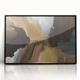 Framed acrylic wall art displaying an abstract design of colorful strokes and lines, set against a black background, ideal for modern home decor.