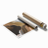 Abstract wall art print showcasing vibrant strokes and lines in shades of blue, orange, and yellow, perfect for modern decor. Ideal for enhancing any living space.