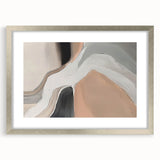 Abstract wall art featuring dynamic strokes and lines in a modern design, framed with a silver mat, ideal for enhancing contemporary home decor.