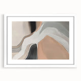 Abstract wall art featuring a modern design of vibrant strokes and lines in various colors, framed with a white mat, ideal for contemporary decor.