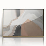 Framed wall art showcasing an elegant abstract design with gold strokes and lines, perfect for modern decor. Ideal for enhancing living spaces with a touch of sophistication.