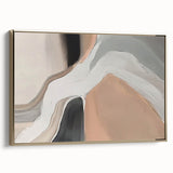 Framed canvas wall art showcasing an abstract design of golden strokes and lines, set against a neutral background, perfect for modern home decor.