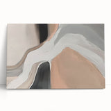 Abstract strokes and lines design on stretched canvas art, showcasing a vibrant color palette of blues, yellows, and reds, ideal for modern home decor.