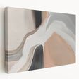 Stretched canvas wall art featuring abstract strokes and lines in vibrant hues of blue, orange, and yellow, displaying a modern artistic design perfect for home decor.