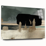 Abstract wall art featuring vibrant strokes and lines in various colors, displayed in a sleek acrylic frame with visible pins, perfect for modern decor.