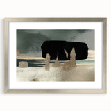 Abstract wall art featuring a modern design of colorful strokes and lines, framed with a silver mat, enhancing contemporary decor for stylish interiors.