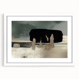 Abstract strokes and lines design wall art in a white frame with matting, showcasing a modern aesthetic ideal for contemporary home decor. Perfect for adding a stylish touch to any room.