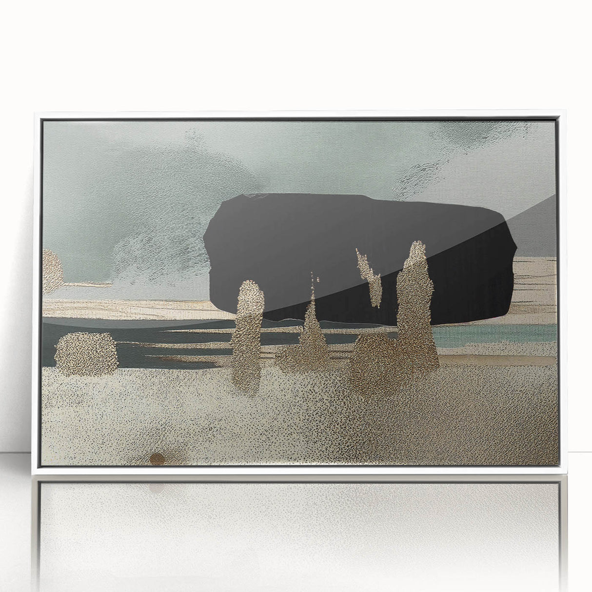 Framed wall art featuring an abstract design of colorful strokes and lines on a white background, showcasing a modern aesthetic ideal for contemporary decor.