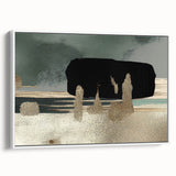 Framed canvas wall art featuring abstract strokes and lines design in vibrant colors, displayed from a white side view, perfect for modern home decor.