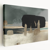 Abstract canvas wall art featuring dynamic strokes and lines in vibrant colors, showcasing a modern design ideal for contemporary home decor. The artwork is presented in a side view, emphasizing its stretched canvas texture and bold visual appeal.