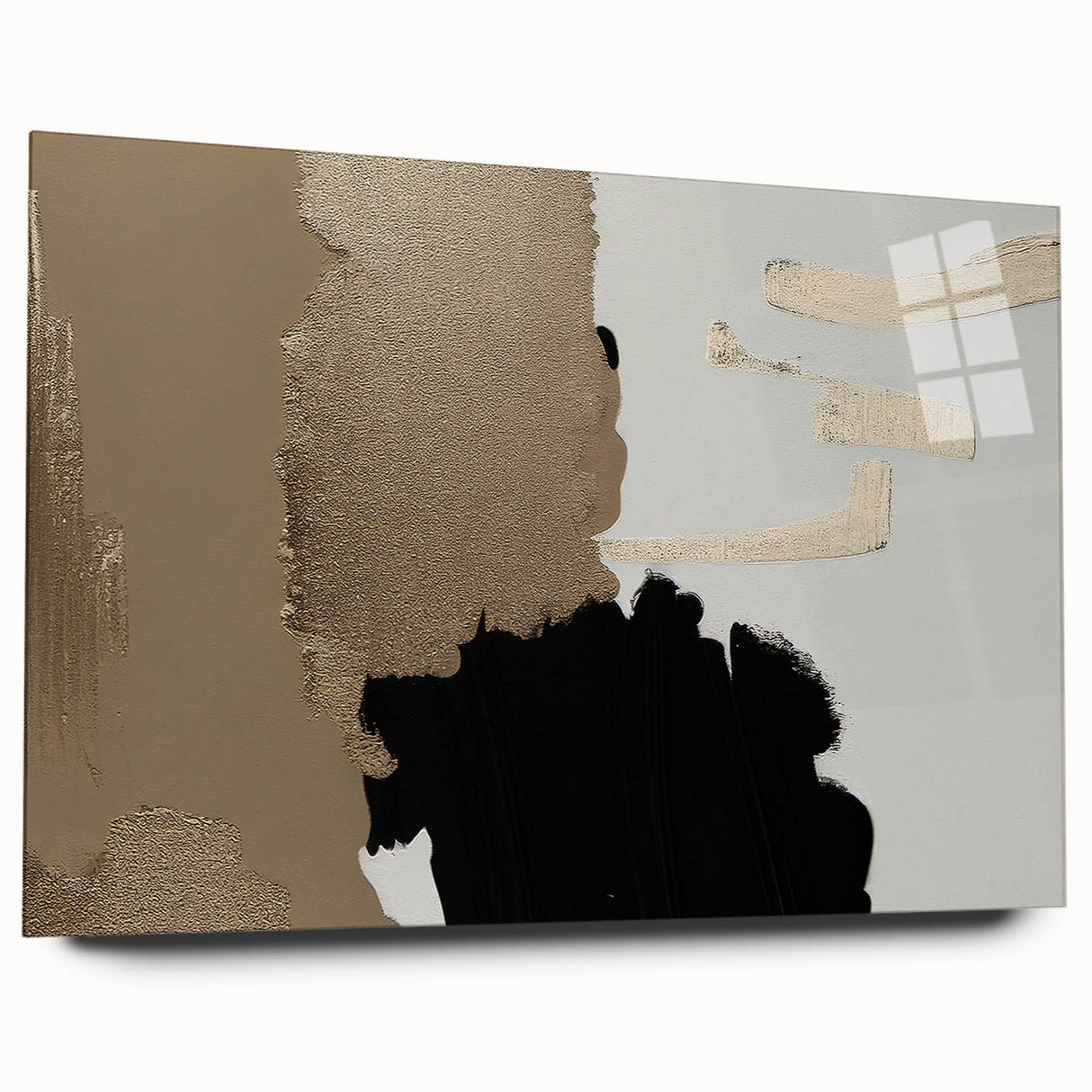 Abstract strokes and lines wall art design displayed in acrylic glass, featuring vibrant colors and dynamic patterns, perfect for modern home decor enhancement.