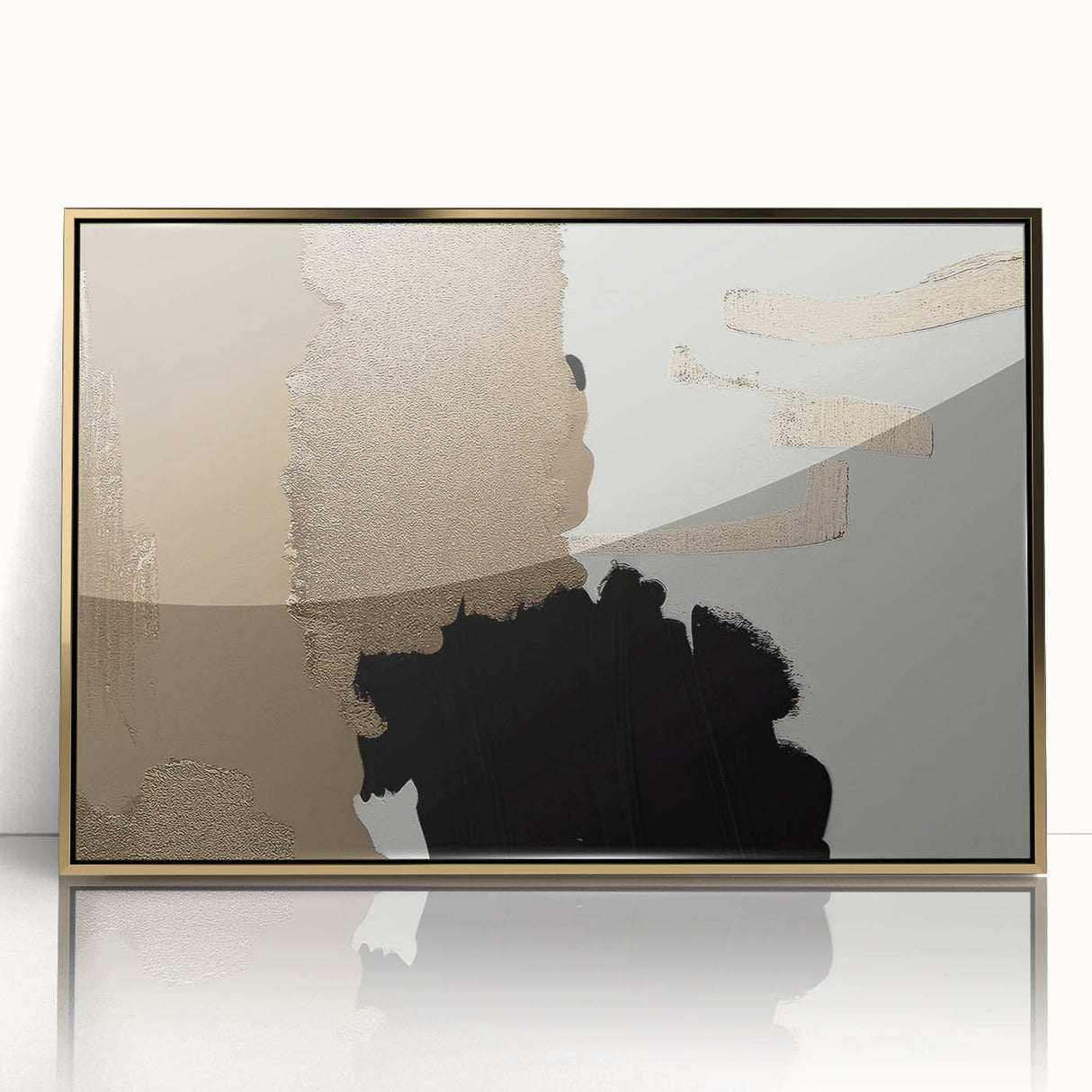 Abstract strokes and lines design in a framed acrylic wall art piece, featuring a gold finish, ideal for modern home decor. The artwork showcases vibrant colors and dynamic patterns, enhancing any room's aesthetic appeal.