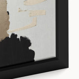 Framed canvas art featuring an abstract design with colorful strokes and lines, showcasing a modern aesthetic ideal for contemporary home decor.