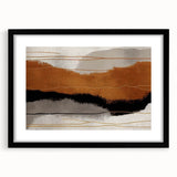 Abstract wall art featuring dynamic strokes and lines in a modern design, framed with a black mat, showcasing a contemporary aesthetic perfect for home decor.