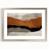 Abstract strokes and lines design in a sleek silver frame with a mat, showcasing modern wall art ideal for contemporary decor. Perfect for enhancing living spaces.