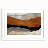Abstract wall art featuring dynamic strokes and lines in a minimalist design, framed in white with a mat, ideal for modern home decor aesthetics.